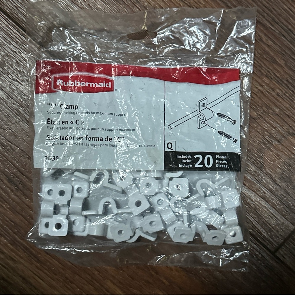 Rubbermaid “C” Clamp 3D30‎ 20 Pieces NEW white